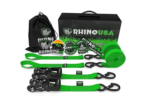 Rhino USA 1.6IN X 8FT HD RATCHET TIE-DOWN SET (2-PACK GREEN)